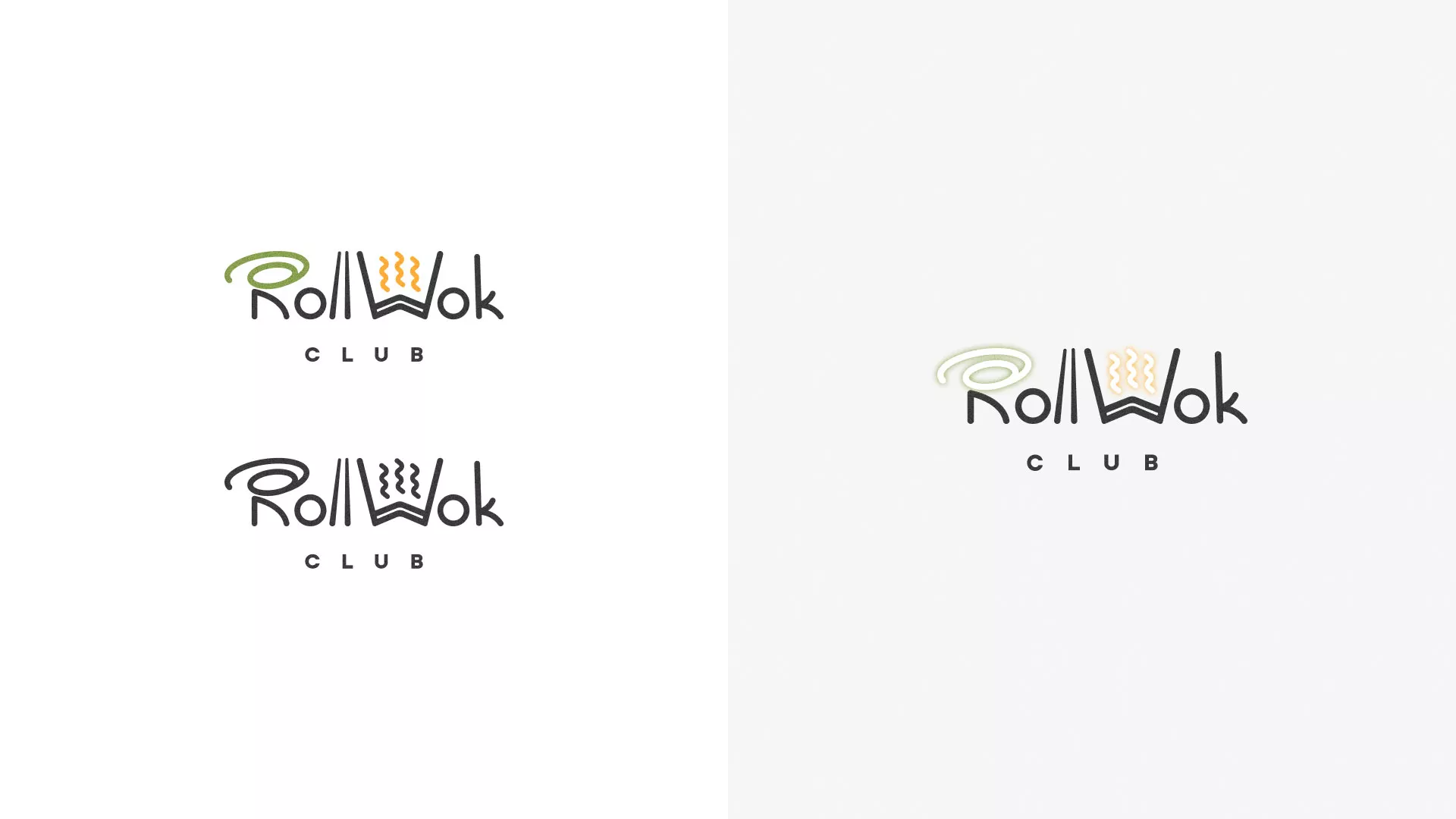 Разработка логотипа и фирменного стиля суши-бара «Roll Wok Club» в Красноярске