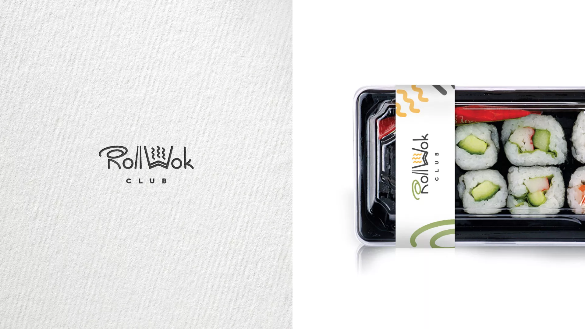 Разработка наклеек для суши-бара «Roll Wok Club» в Красноярске
