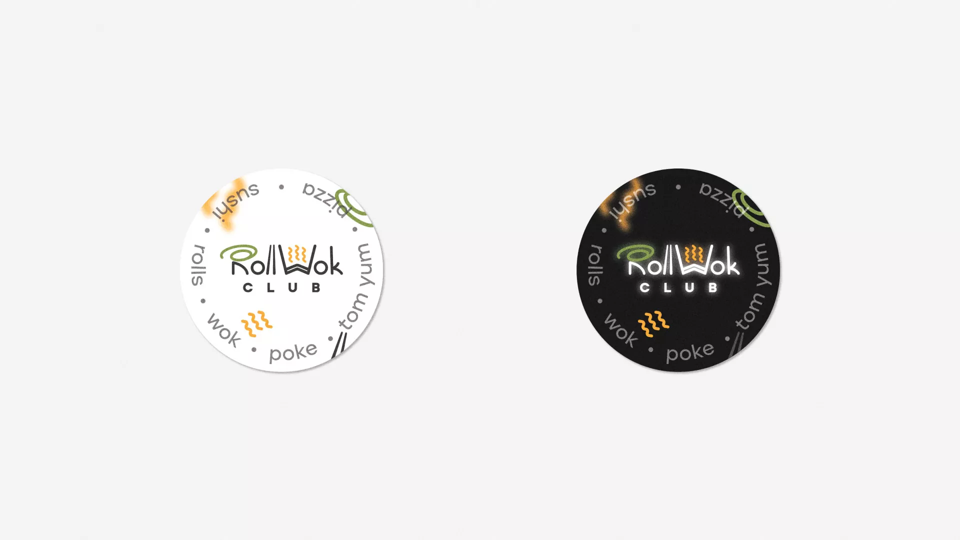Разработка наклеек для суши-бара «Roll Wok Club» в Красноярске